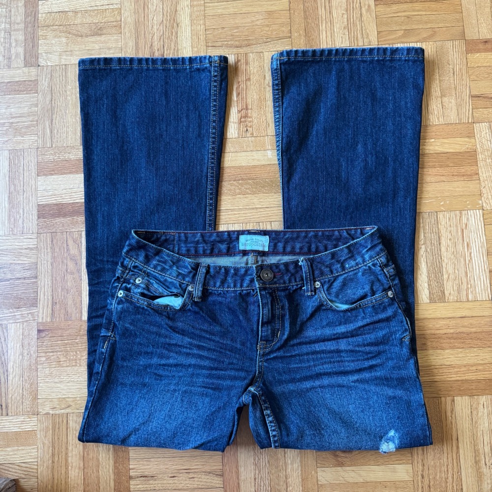 2010s low rise flare denim jeans size 7/8 short
